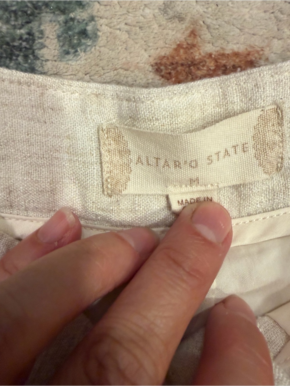 Altar'd State Wide Leg Pants High Rise Natural Linen Blend Flowy Casual Medium - Picture 5 of 7